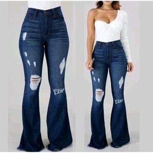 2024 Bell Bottom Jeans for Women Ripped High Waisted Classic Flared Pants